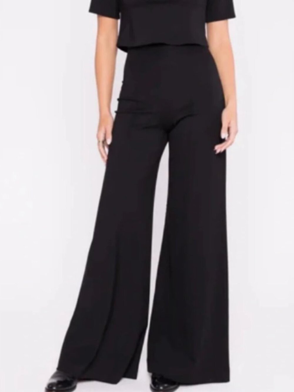 Ripley Rader Black Ponte Knit Standard Wide Leg Pant Size Medium (3)